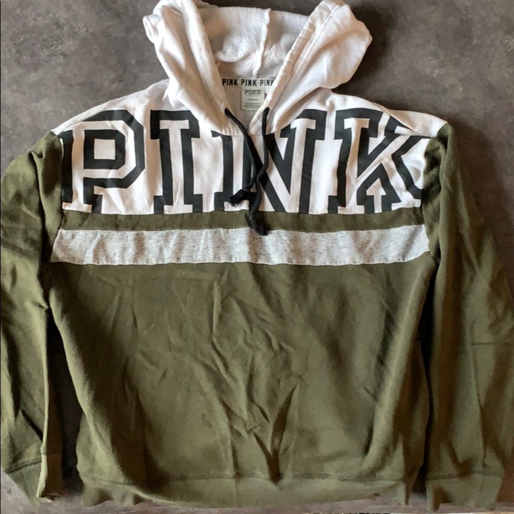 Pink Victoria’s Secret Green drawstring hoodie
